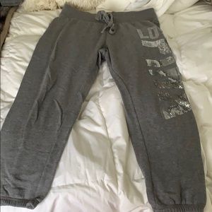 Grey bling PINK sweatpants